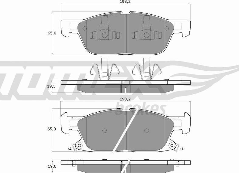 TOMEX brakes TX 18-39 - Комплект спирачно феродо, дискови спирачки vvparts.bg