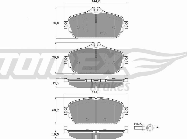 TOMEX brakes TX 18-74 - Комплект спирачно феродо, дискови спирачки vvparts.bg