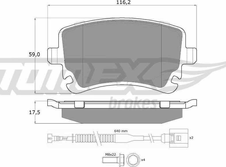 TOMEX brakes TX 13-962 - Комплект спирачно феродо, дискови спирачки vvparts.bg