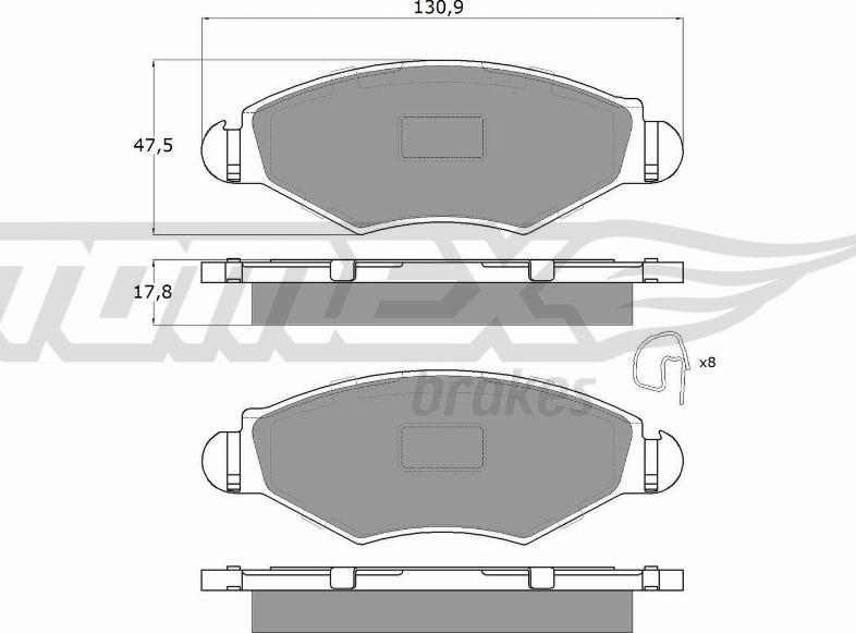 TOMEX brakes TX 13-43 - Комплект спирачно феродо, дискови спирачки vvparts.bg