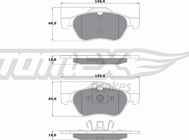 TOMEX brakes TX 13-51 - Комплект спирачно феродо, дискови спирачки vvparts.bg