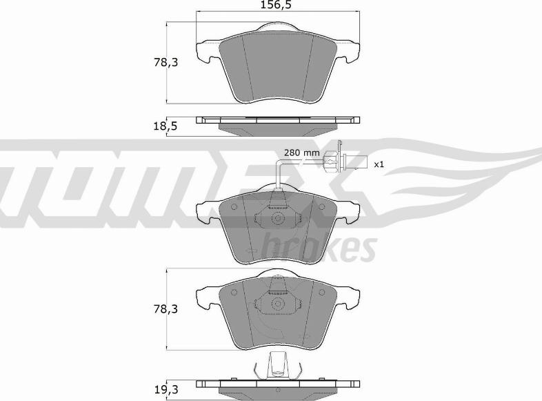 TOMEX brakes TX 13-58 - Комплект спирачно феродо, дискови спирачки vvparts.bg