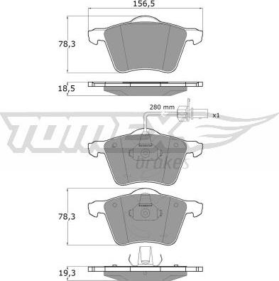 TOMEX brakes TX 13-58 - Комплект спирачно феродо, дискови спирачки vvparts.bg