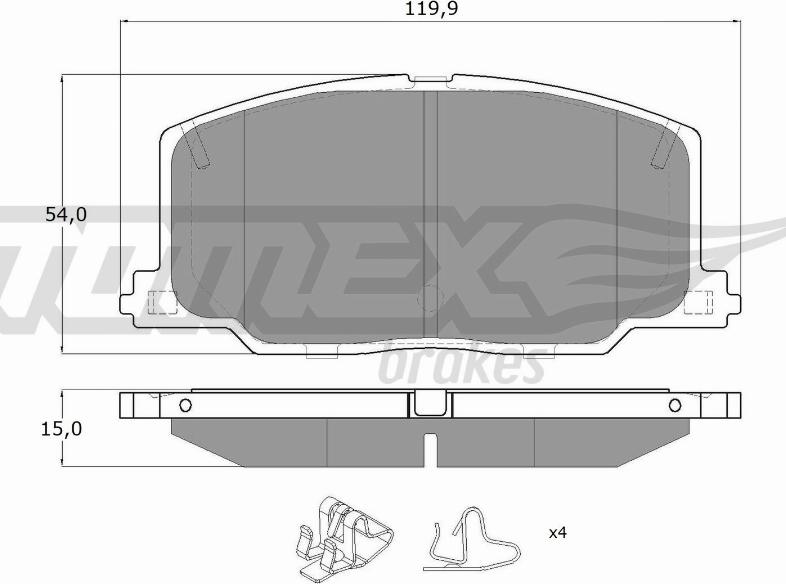 TOMEX brakes TX 13-69 - Комплект спирачно феродо, дискови спирачки vvparts.bg