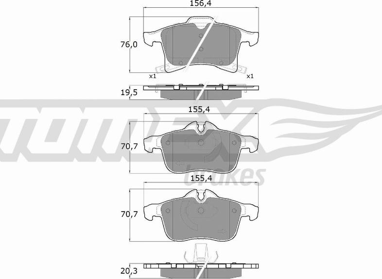 TOMEX brakes TX 13-00 - Комплект спирачно феродо, дискови спирачки vvparts.bg