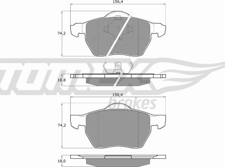 TOMEX brakes TX 13-131 - Комплект спирачно феродо, дискови спирачки vvparts.bg