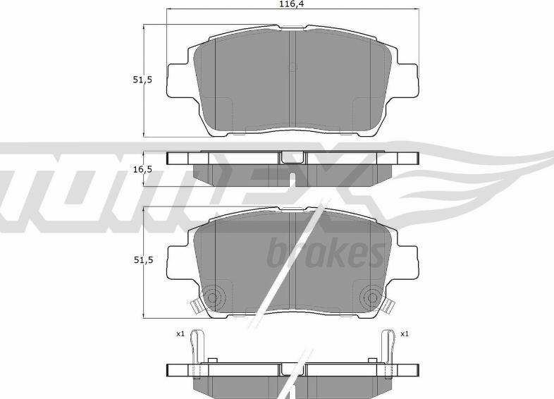 TOMEX brakes TX 13-88 - Комплект спирачно феродо, дискови спирачки vvparts.bg