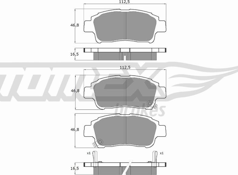 TOMEX brakes TX 13-87 - Комплект спирачно феродо, дискови спирачки vvparts.bg