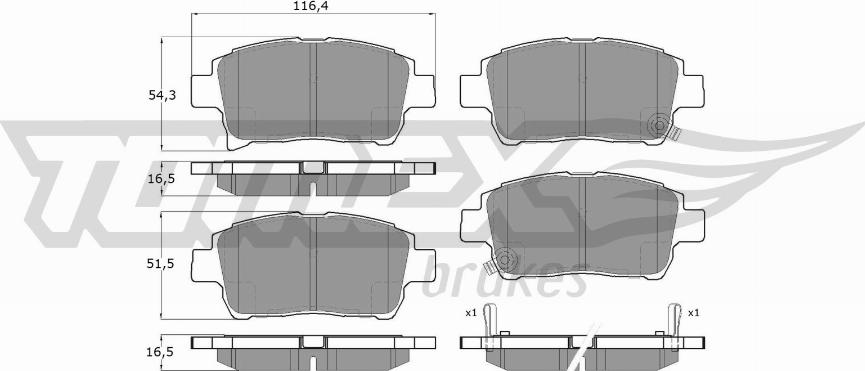 TOMEX brakes TX 13-76 - Комплект спирачно феродо, дискови спирачки vvparts.bg