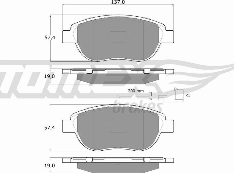 TOMEX brakes TX 12-49 - Комплект спирачно феродо, дискови спирачки vvparts.bg