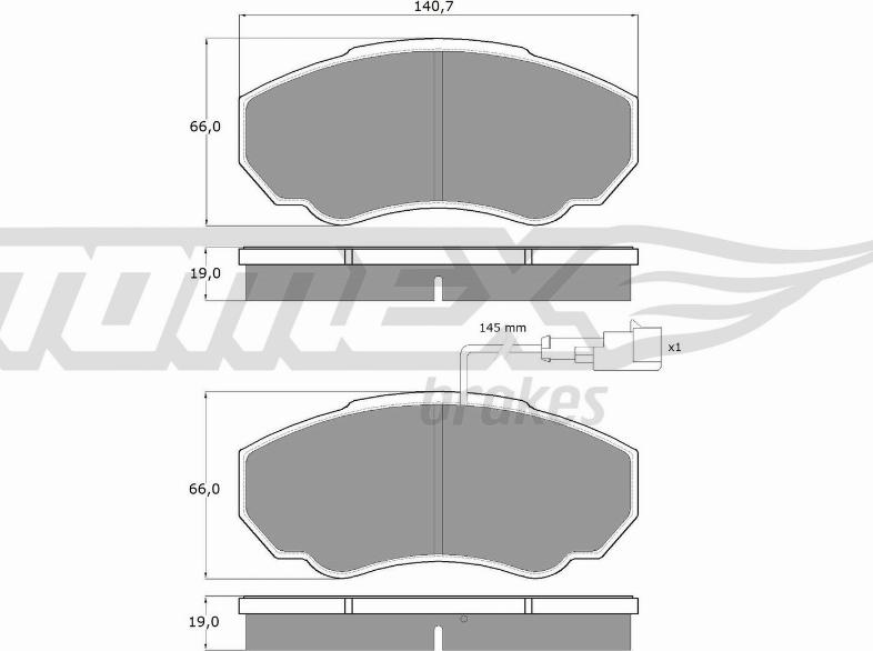 TOMEX brakes TX 12-45 - Комплект спирачно феродо, дискови спирачки vvparts.bg