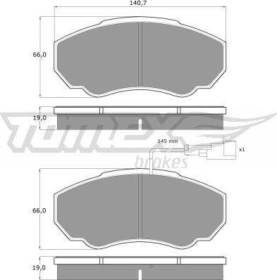 TOMEX brakes TX 12-45 - Комплект спирачно феродо, дискови спирачки vvparts.bg