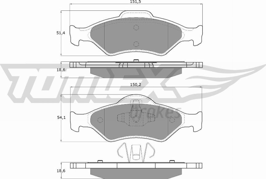 TOMEX brakes TX 12-53 - Комплект спирачно феродо, дискови спирачки vvparts.bg