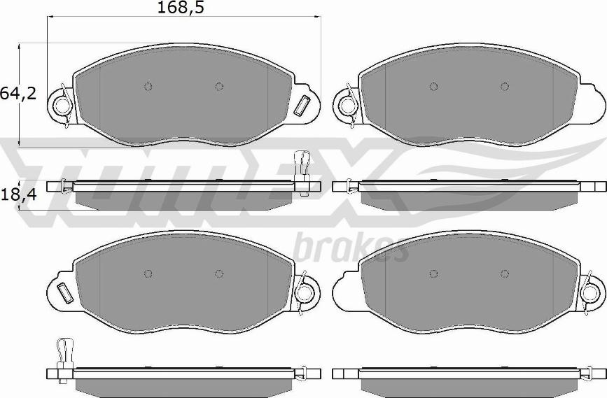 TOMEX brakes TX 12-61 - Комплект спирачно феродо, дискови спирачки vvparts.bg