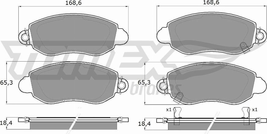 TOMEX brakes TX 12-62 - Комплект спирачно феродо, дискови спирачки vvparts.bg