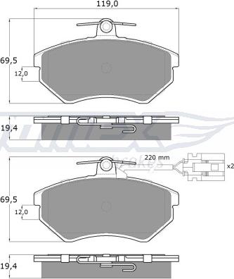 TOMEX brakes TX 12-04 - Комплект спирачно феродо, дискови спирачки vvparts.bg