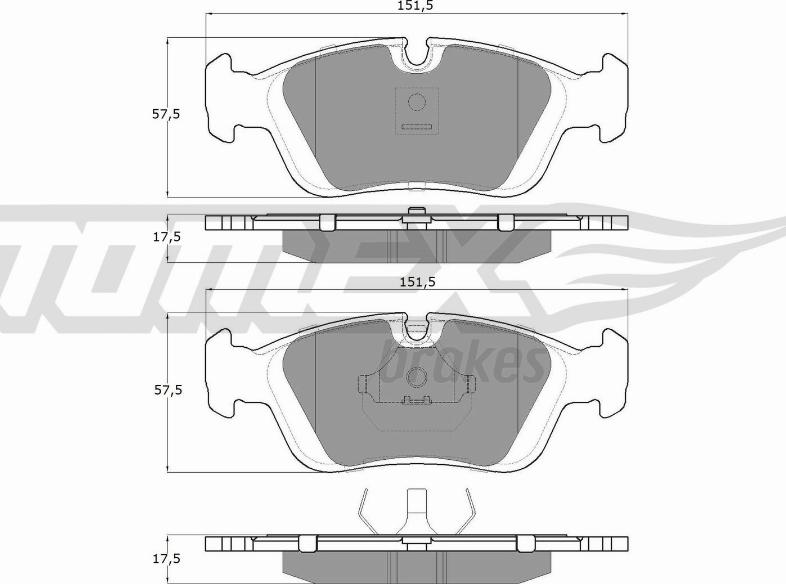 TOMEX brakes TX 12-05 - Комплект спирачно феродо, дискови спирачки vvparts.bg