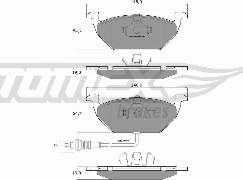 TOMEX brakes TX 12-11 - Комплект спирачно феродо, дискови спирачки vvparts.bg