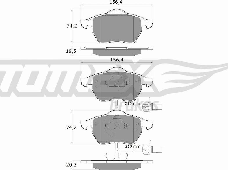 TOMEX brakes TX 12-13 - Комплект спирачно феродо, дискови спирачки vvparts.bg