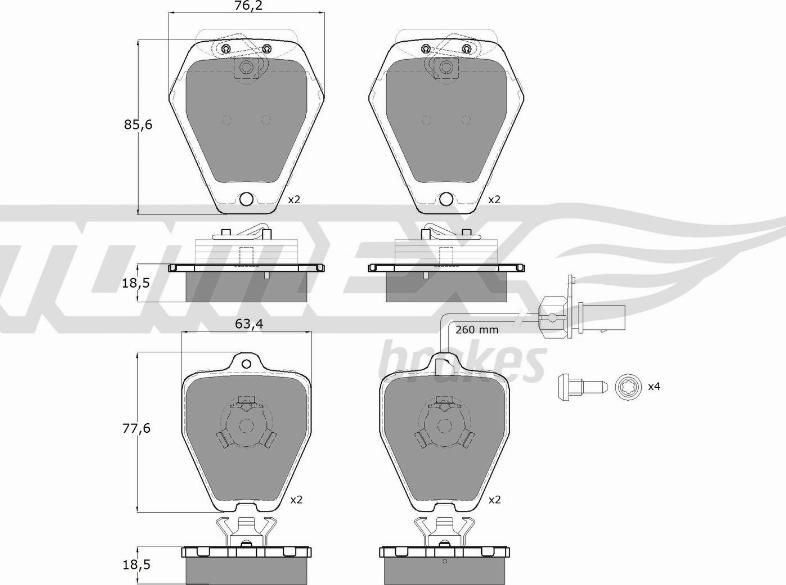 TOMEX brakes TX 12-27 - Комплект спирачно феродо, дискови спирачки vvparts.bg