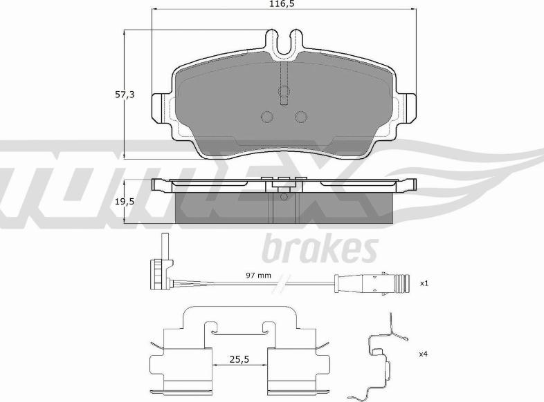 TOMEX brakes TX 12-751 - Комплект спирачно феродо, дискови спирачки vvparts.bg