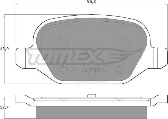 TOMEX brakes TX 12-701 - Комплект спирачно феродо, дискови спирачки vvparts.bg