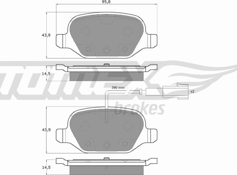 TOMEX brakes TX 12-702 - Комплект спирачно феродо, дискови спирачки vvparts.bg