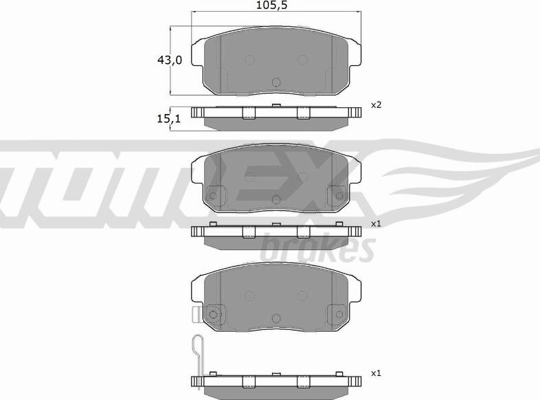 TOMEX brakes TX 17-97 - Комплект спирачно феродо, дискови спирачки vvparts.bg