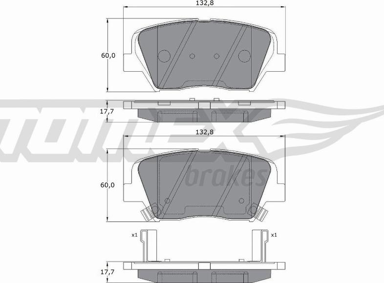 TOMEX brakes TX 17-46 - Комплект спирачно феродо, дискови спирачки vvparts.bg