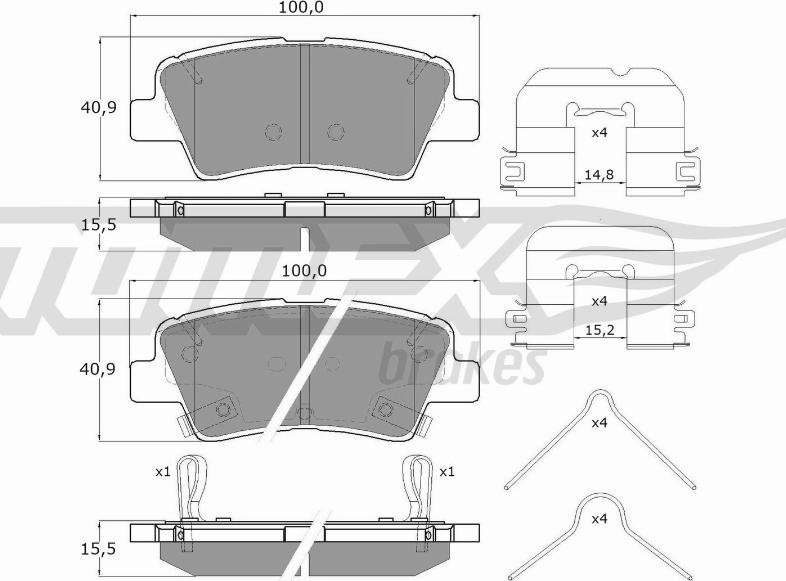 TOMEX brakes TX 17-481 - Комплект спирачно феродо, дискови спирачки vvparts.bg