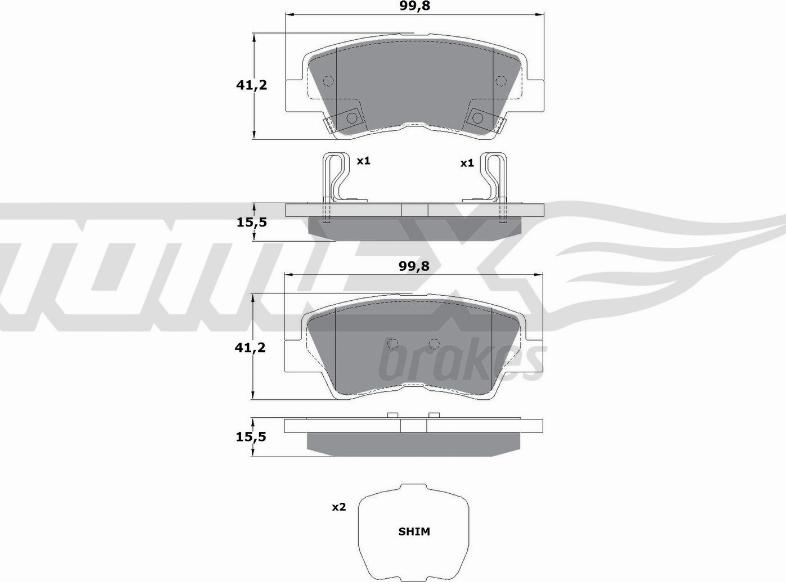 TOMEX brakes TX 17-48 - Комплект спирачно феродо, дискови спирачки vvparts.bg