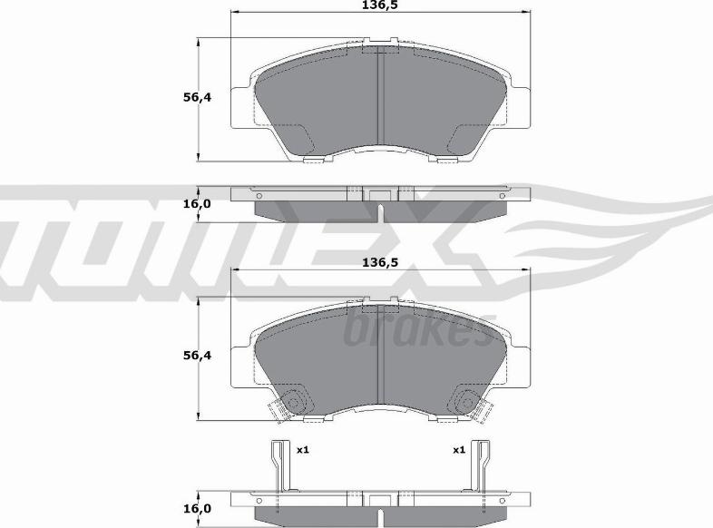 TOMEX brakes TX 17-55 - Комплект спирачно феродо, дискови спирачки vvparts.bg