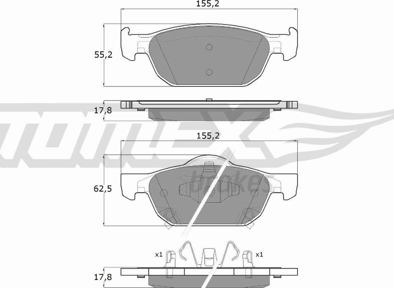 TOMEX brakes TX 17-51 - Комплект спирачно феродо, дискови спирачки vvparts.bg