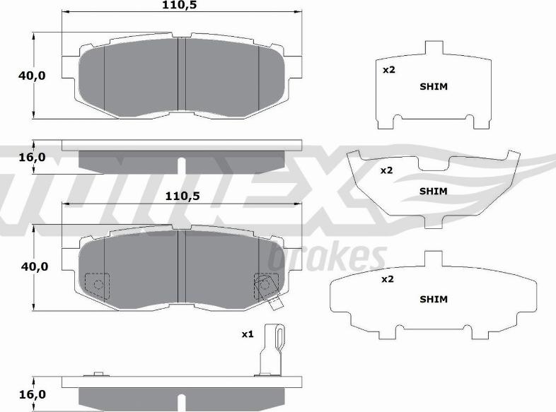 TOMEX brakes TX 17-66 - Комплект спирачно феродо, дискови спирачки vvparts.bg