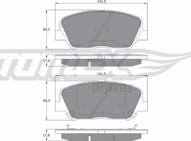 TOMEX brakes TX 17-01 - Комплект спирачно феродо, дискови спирачки vvparts.bg