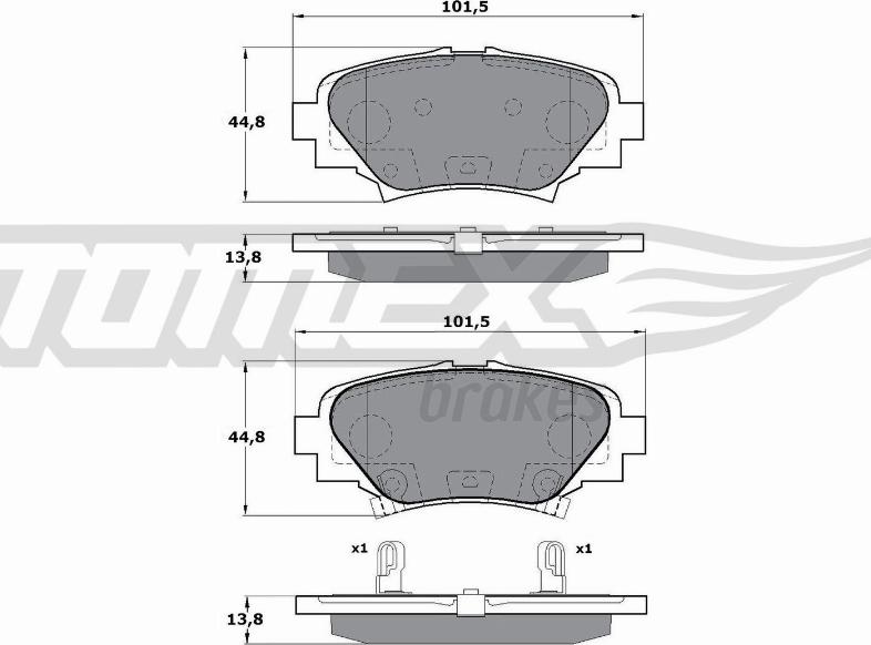 TOMEX brakes TX 17-24 - Комплект спирачно феродо, дискови спирачки vvparts.bg