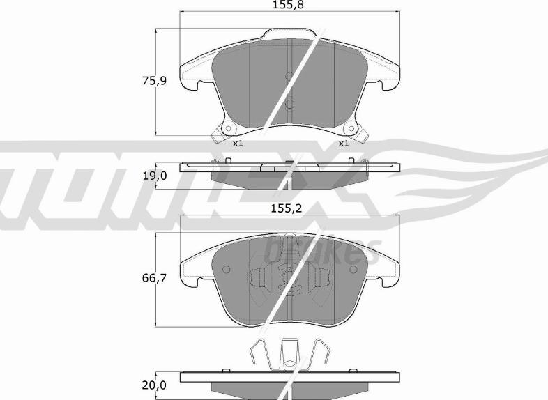 TOMEX brakes TX 17-75 - Комплект спирачно феродо, дискови спирачки vvparts.bg