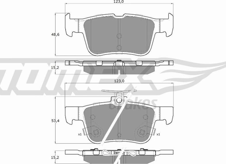 TOMEX brakes TX 17-76 - Комплект спирачно феродо, дискови спирачки vvparts.bg