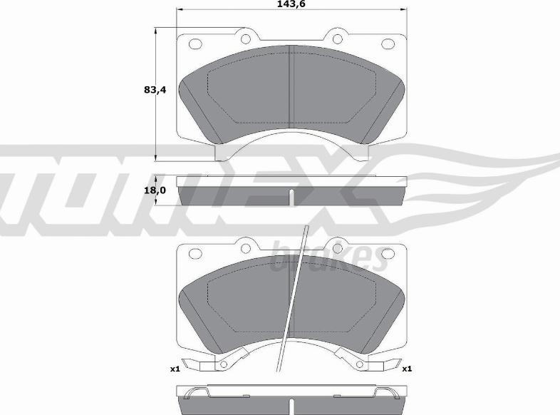 TOMEX brakes TX 17-77 - Комплект спирачно феродо, дискови спирачки vvparts.bg