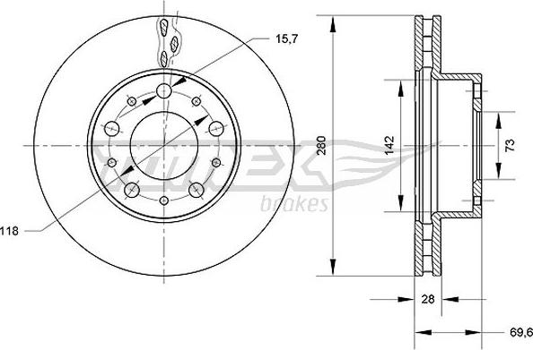 TOMEX brakes TX 70-95 - Спирачен диск vvparts.bg