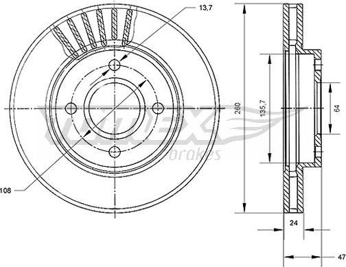 TOMEX brakes TX 70-43 - Спирачен диск vvparts.bg