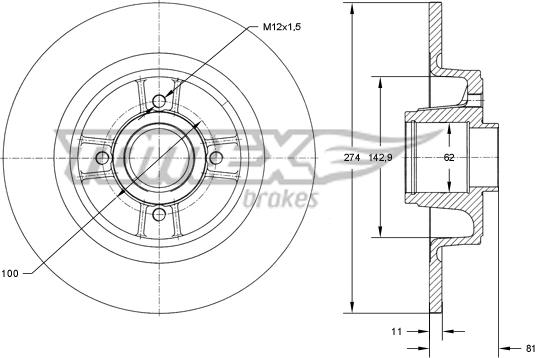 TOMEX brakes TX 70-801 - Спирачен диск vvparts.bg