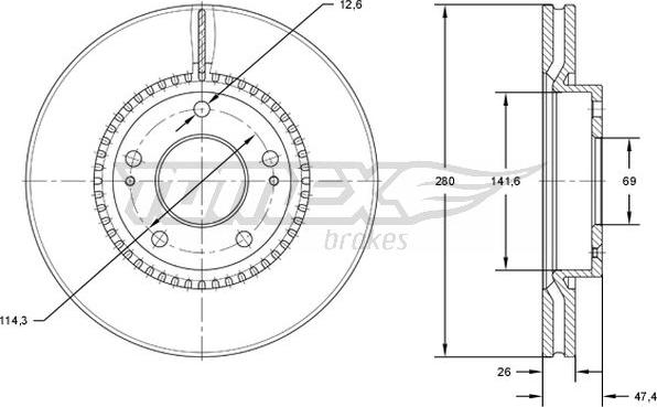 TOMEX brakes TX 71-35 - Спирачен диск vvparts.bg