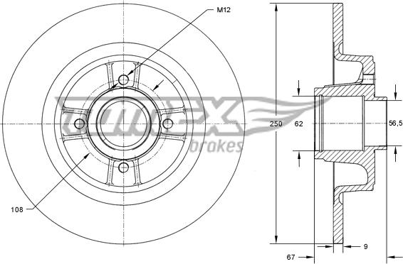 TOMEX brakes TX 73-571 - Спирачен диск vvparts.bg