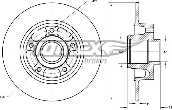 TOMEX brakes TX 73-611 - Спирачен диск vvparts.bg