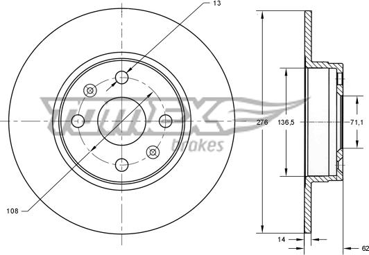 TOMEX brakes TX 73-67 - Спирачен диск vvparts.bg