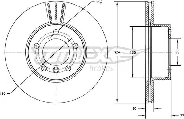 TOMEX brakes TX 73-15 - Спирачен диск vvparts.bg