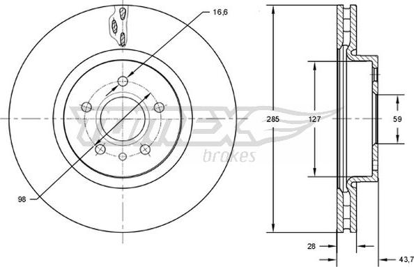 TOMEX brakes TX 73-13 - Спирачен диск vvparts.bg