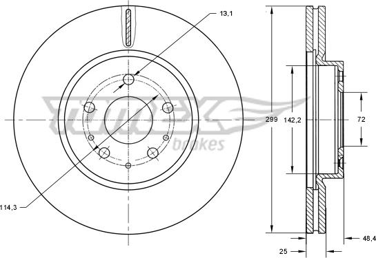 TOMEX brakes TX 73-22 - Спирачен диск vvparts.bg