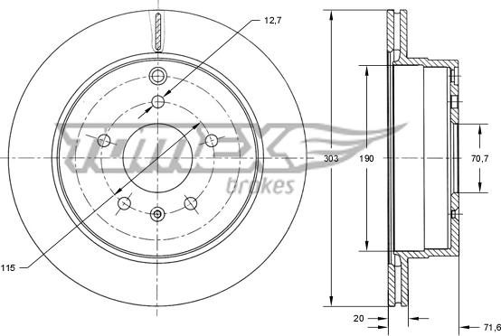 TOMEX brakes TX 73-71 - Спирачен диск vvparts.bg